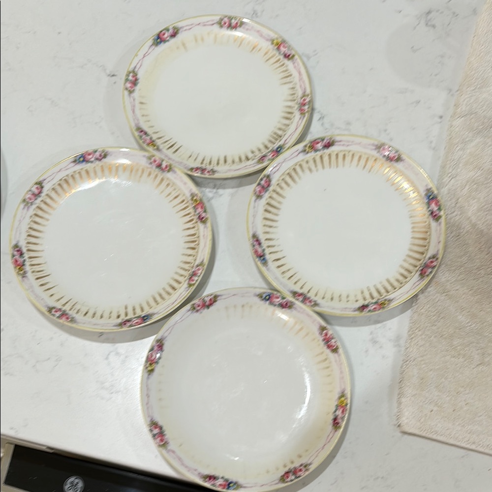 Hand Painted Nippon set of 4 saucers